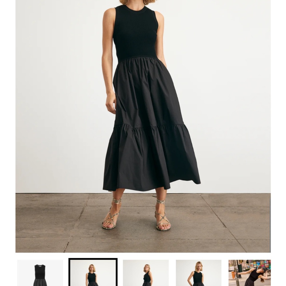 Tanya Taylor Ribbed Knit Top maxi dress in black